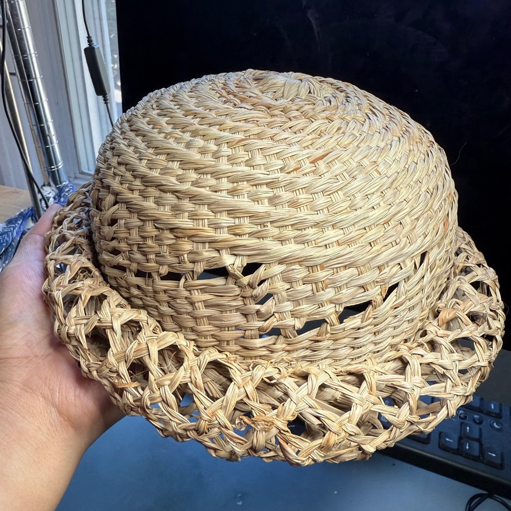 Vintage Natural  Straw Hat | handmade | medium